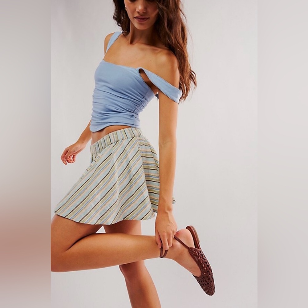 Free People Summer House Micro Skirt in Ivory Combo NWT